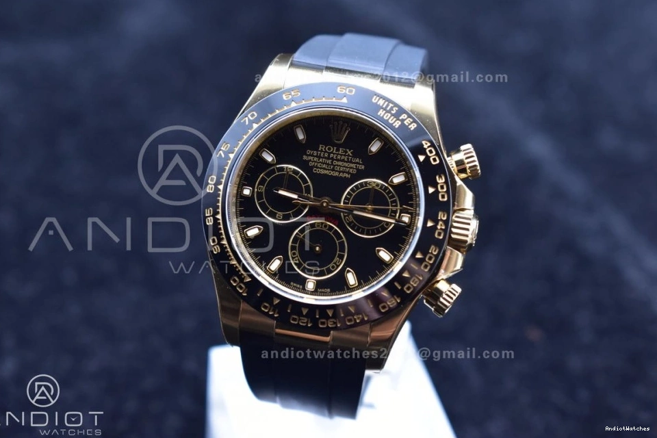 Best 759 Daytona 116518 Black Oysterflex 1:1 Dial Breathable SA Rubber Strap on Edition Clean 1202